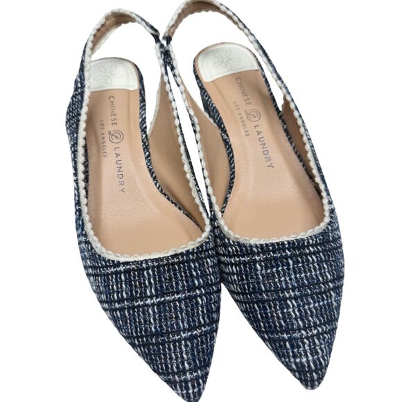 Chinese Laundry Mango Pumps Navy Tweed Kitten Heels, Womens 8.5 New never used - Picture 7 of 10